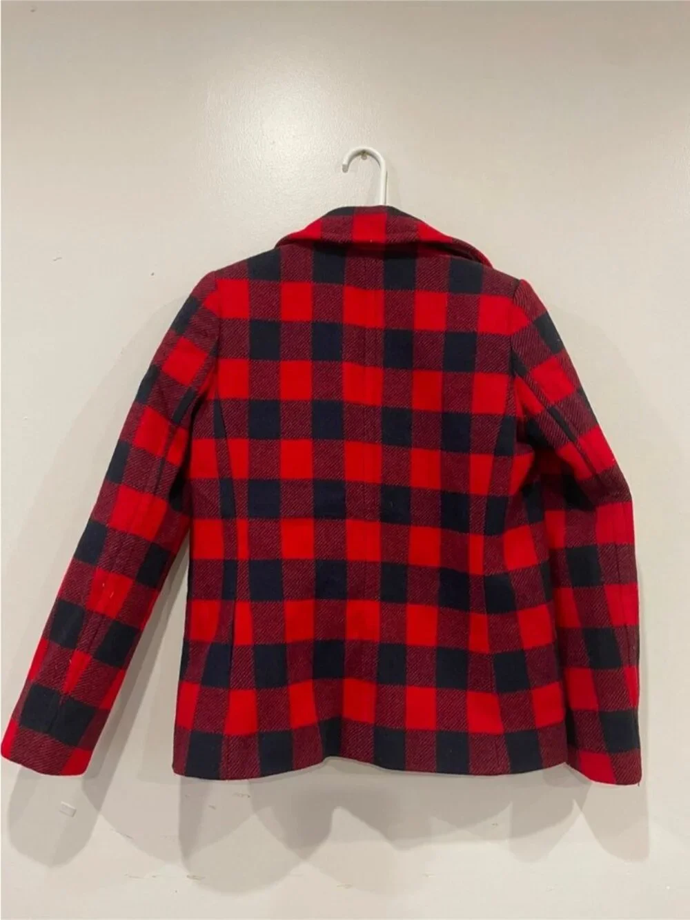 J.Crew Red & Black Buffalo Plaid Double-Breasted Peacoat Jacket Size 6